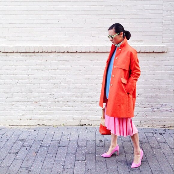 J. Crew Orange Twill Swing Trench Coat Jacket Size 2 - Picture 2 of 15